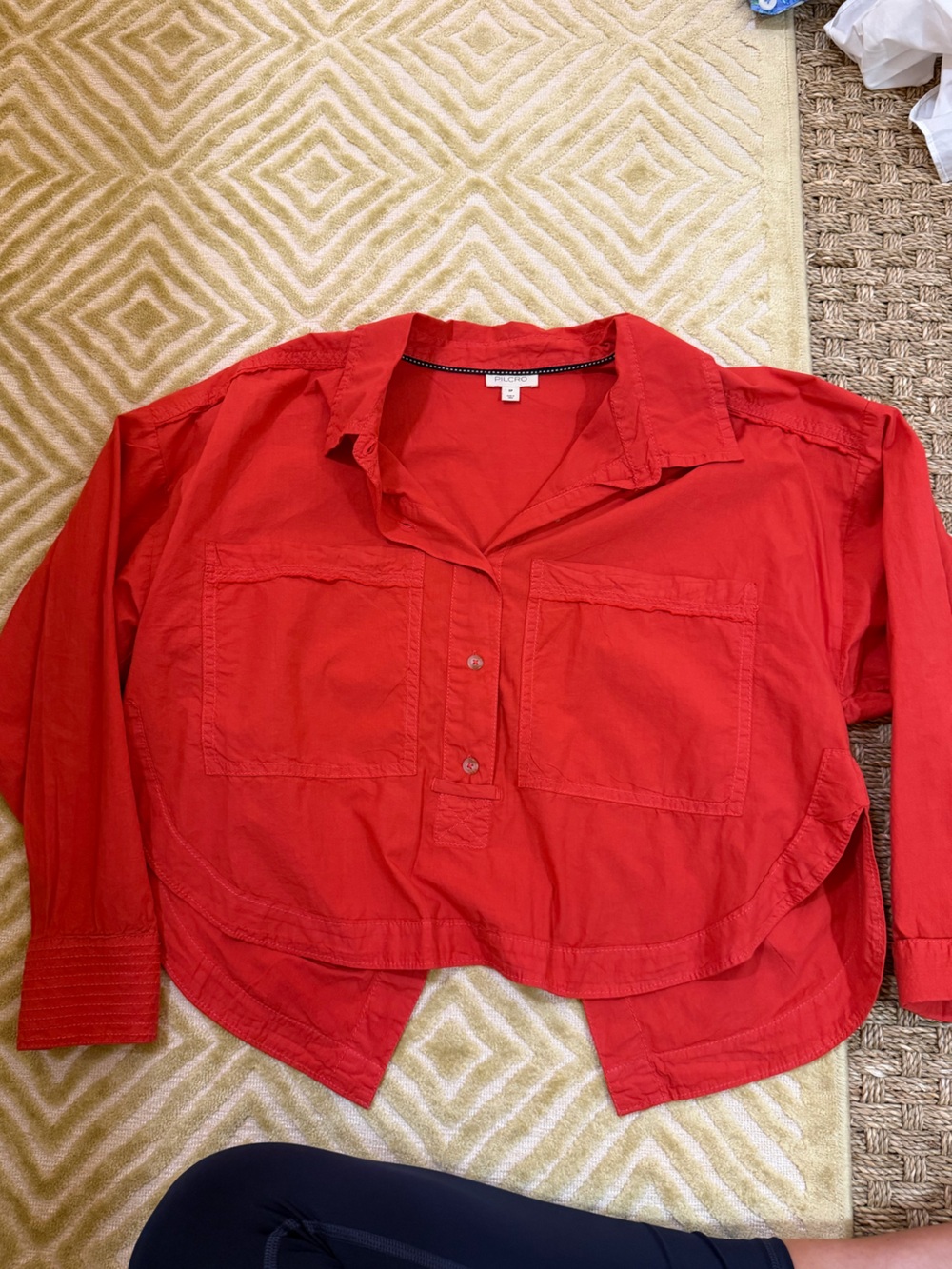 Women’s Red Lightweight Button-Up Shirt